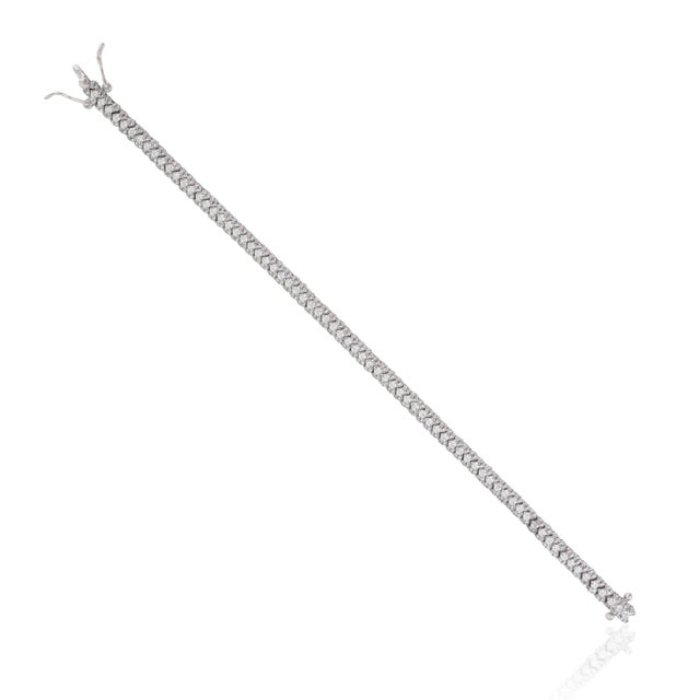 Not Yet Made - Made To Order 1980s Vintage Style Pavé Set White Zircon Tennis Bracelet in Sterling Silver 7 Inch For Sale - Image 5 of 14