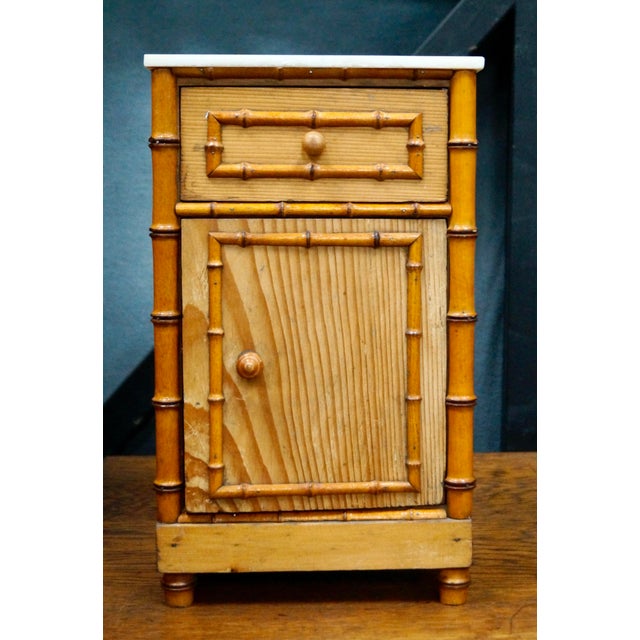 Faux Bamboo Miniature Cabinet with Marble Top, 1930s For Sale - Image 11 of 11