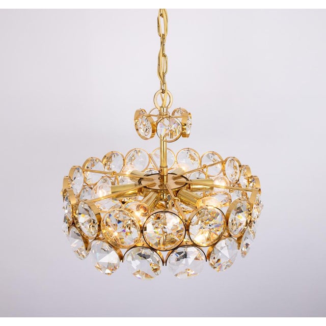 1970s Large Gilt Brass Chandelier by Sciolari for Palwa, Germany, 1970s For Sale - Image 5 of 10