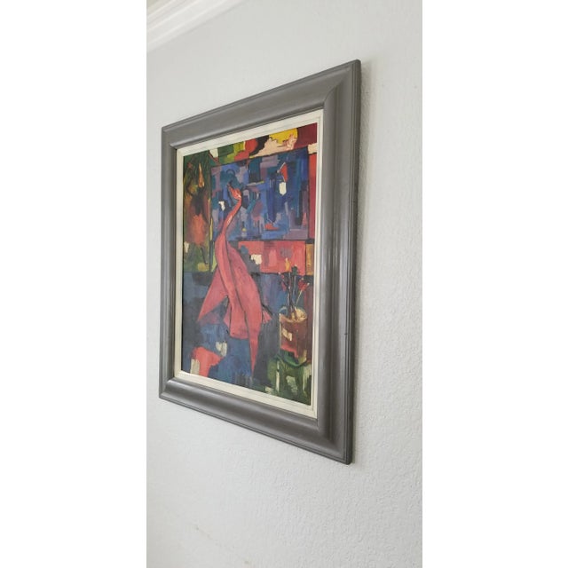 1970 Vintage D Ford Cubist Shape Colorful Painting For Sale - Image 4 of 13