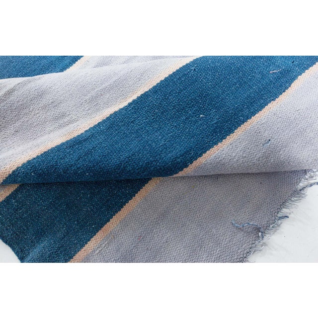 Mid 20th Century Doris Leslie Blau Vintage Indian Dhurrie Striped Rug For Sale - Image 5 of 11