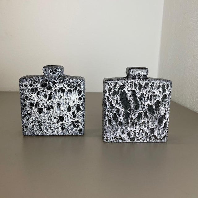 Article: Set of two fat lava art vases. Producer: Jopeko Ceramics, Germany. Decade: 1970s. These original vintage vases...