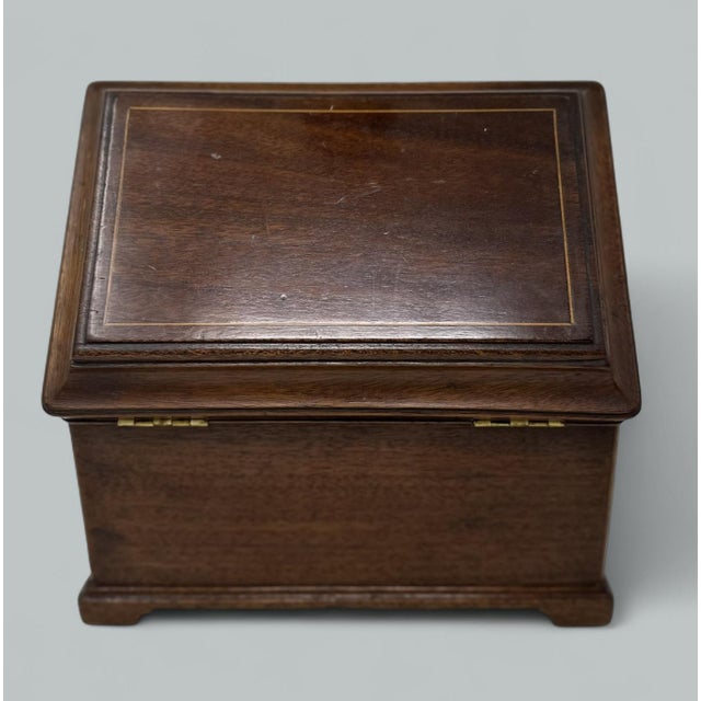Brown Antique Georgian English Lady's Gentleman's Mahogany Jewelry Casket Box Regency For Sale - Image 8 of 10