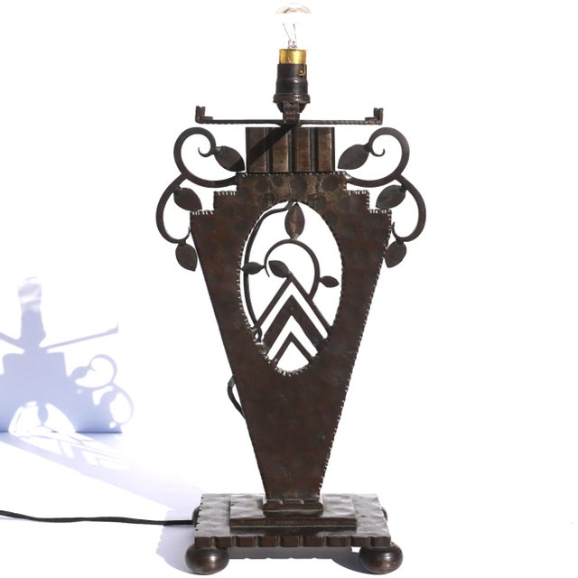 1915 Daum Nancy and Edgar Brandt Art Deco Table Lamp For Sale - Image 9 of 13