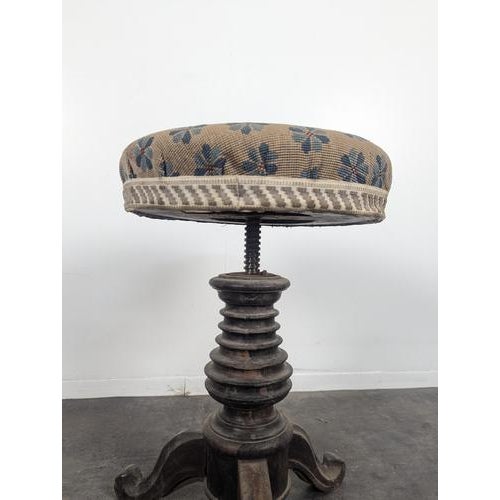 Turned Wood Screw Piano Stool For Sale - Image 4 of 5