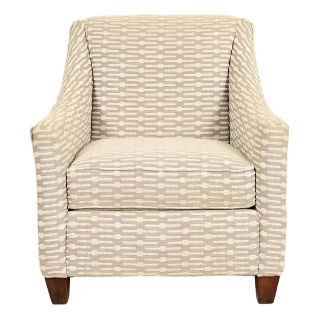 Baker Furniture Style Contemporary Upholstered Barrel Arm Lounge Chair For Sale