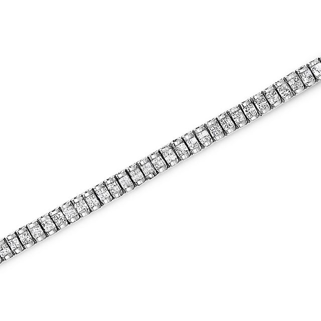 Haus of Brilliance 14K White Gold 3.0 Cttw Princess Cut Quad Invisible Set Tennis Bracelet (H-I Color, SI1-SI2 Clarity) - 7” For Sale - Image 4 of 6