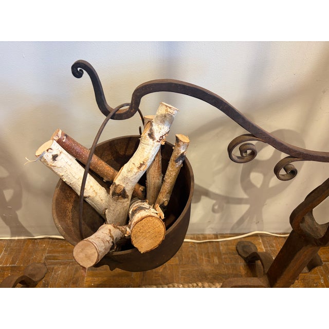 Antique French Iron Andirons for Large Fireplace. Beautiful statement for a French or Mediterranean Home.