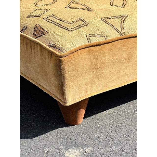 African Kuba Cloth Vintage Ottoman (Vintage) For Sale - Image 4 of 8