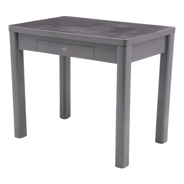 Globe-Wernicke Industrial Streamliner Tanker Grey Desk Work Table 1940's For Sale
