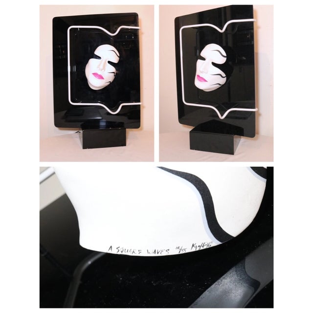 1990s Craig Kraft Studio Lucite and Ceramic Neon Light Mask Sculpture Statue Modern For Sale - Image 10 of 12