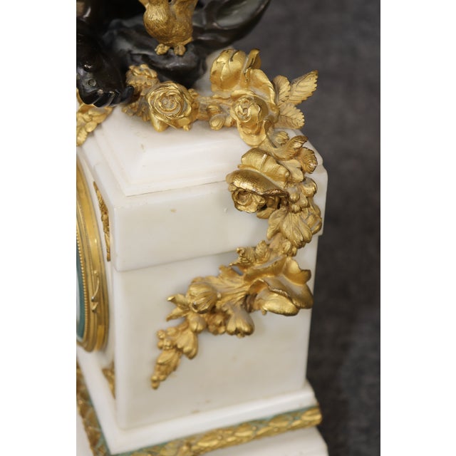 Fine Marble and Bronze Figural Clock Candelabras by Lemerle Charpentier For Sale - Image 16 of 16