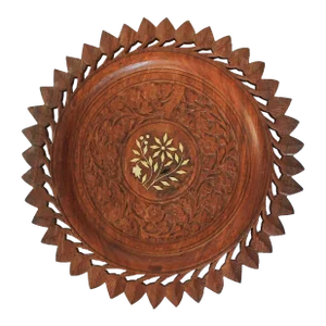 Vintage Hand Carved Wood Plate
