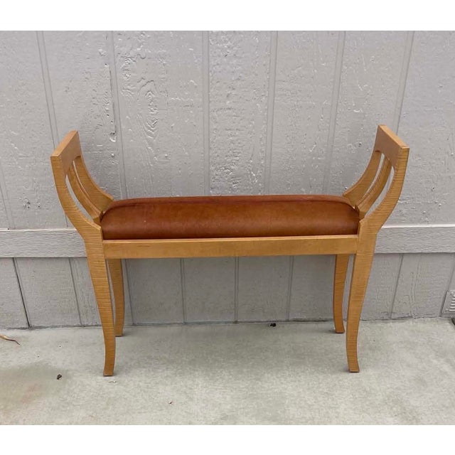 Great looking high quality bench made of a curly maple veneer and covered in hair on hide. Made in LA, was previously a...