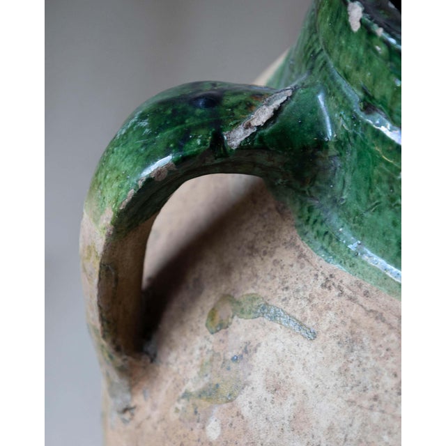 19th Century Mediterranean Terracotta Jar with Green Glazed Rim and Handles For Sale - Image 12 of 12