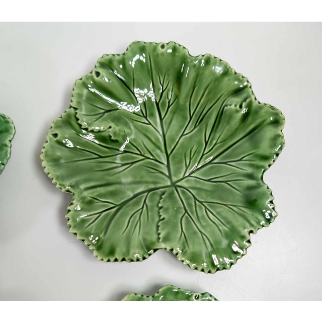 Green Mid-Century Set of 6 Green Cabbage Luncheon Plates by Secla Portugal For Sale - Image 8 of 18