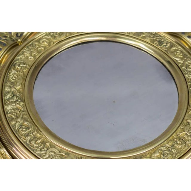 Antique Round Bronze and Brass Mirror in Sunburst Shape For Sale - Image 9 of 18
