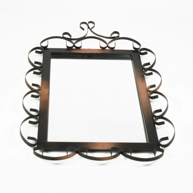 Black 1970s Mid-Century Modern Rectangular Mirror Made of Metalwork, Germany For Sale - Image 8 of 12