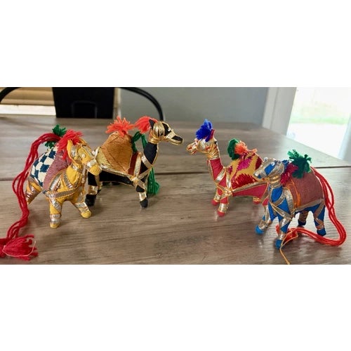 Vintage Hand-Crafted Stuffed Raj Cotton Embroidered Camel Toys/Ornaments Made in India For Sale - Image 4 of 10