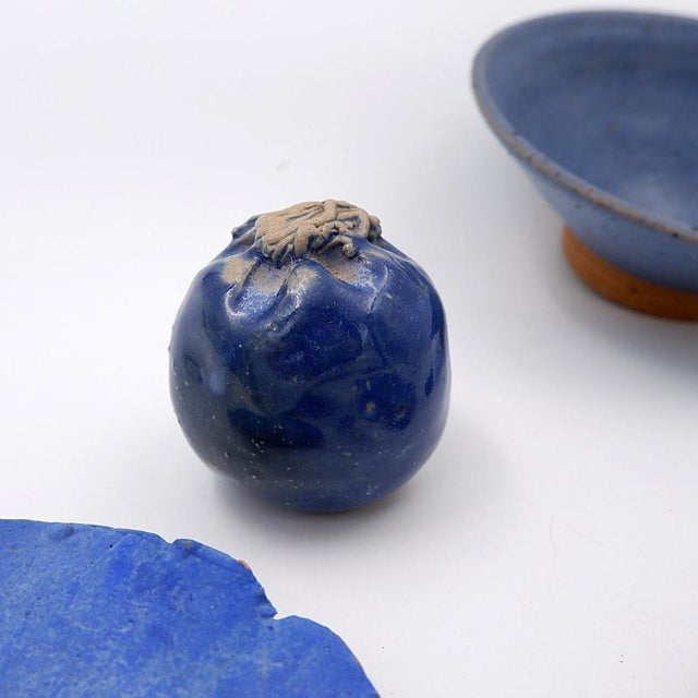 Blue Ceramics by N. Lebrun for Fond d'Atelier, Belgium, 1970s, Set of 5 For Sale - Image 10 of 14