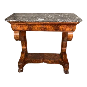 Early 19th Century French Louis Philippe Mahogany Console With St. Anne Marble