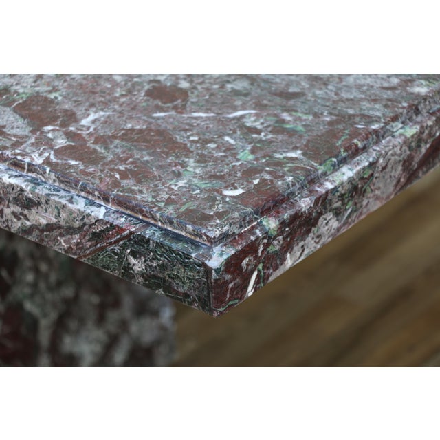 1970s Italian Postmodern Rosso Levanto Marble Dining Table | Monumental Modern Pedestal Table For Sale - Image 13 of 18