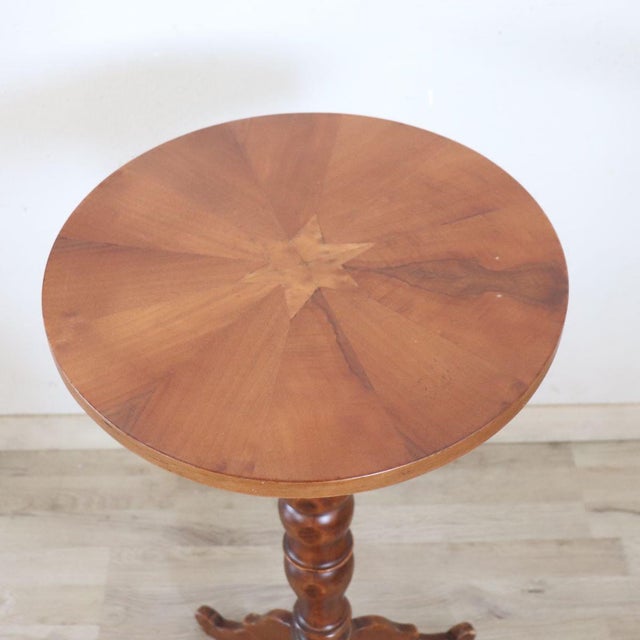 Vintage Pedestal Table in Walnut, 1990s For Sale - Image 4 of 11