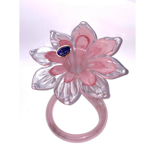 Murano Lavorazione Arte Pink Glass Flower For Sale - Image 13 of 13
