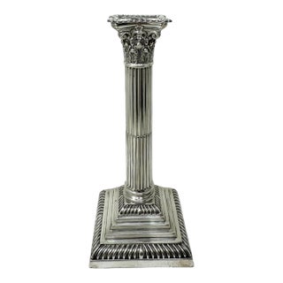 Antique Vintage English Sterling Silver Candlestick Candelabra Corinthian Column For Sale