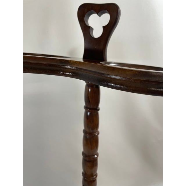 Vintage 1980s Walnut Double Umbrella Stick Stand For Sale - Image 4 of 17