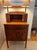 Antique Tennenbaum Flame Mahogany Secretary Desk with Leather Fall Front and Custom Bouclé Chair For Sale - Image 15 of 18