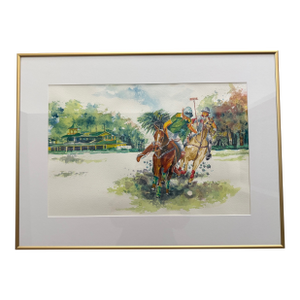 Polo Player Watercolor Artwork, Framed