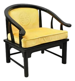 Mid 20th Century Vintage Century Chinoiserie James Mont Style Asian Horseshoe Ming Lounge Chair