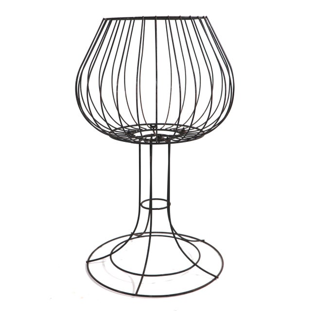 Mid-Century Modern Wire Work Basket Stand After Weinberg, Risley For Sale - Image 3 of 8