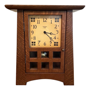 Vintage Jim Dailey Present Time Handmade Oak Arts & Crafts Mission Mantel Clock 2004 Signed