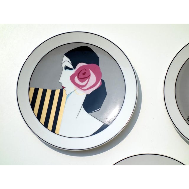 3 Porcelain Plates Silk-screened graphics Excellent condition This piece has an attribution mark, I am sure that it is...