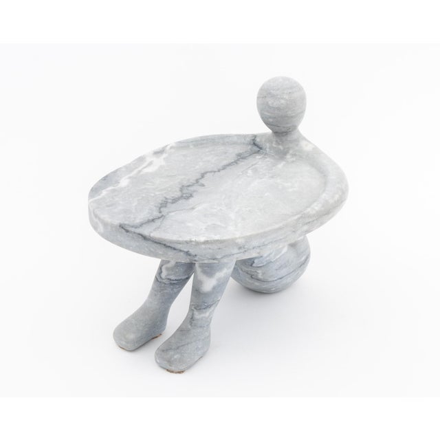 Gray Marble Seated Figure Form Cake Stand For Sale In New York - Image 6 of 7