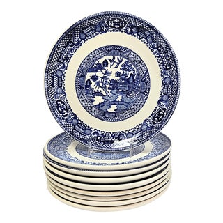 Blue Willow Plates- Set of Nine For Sale