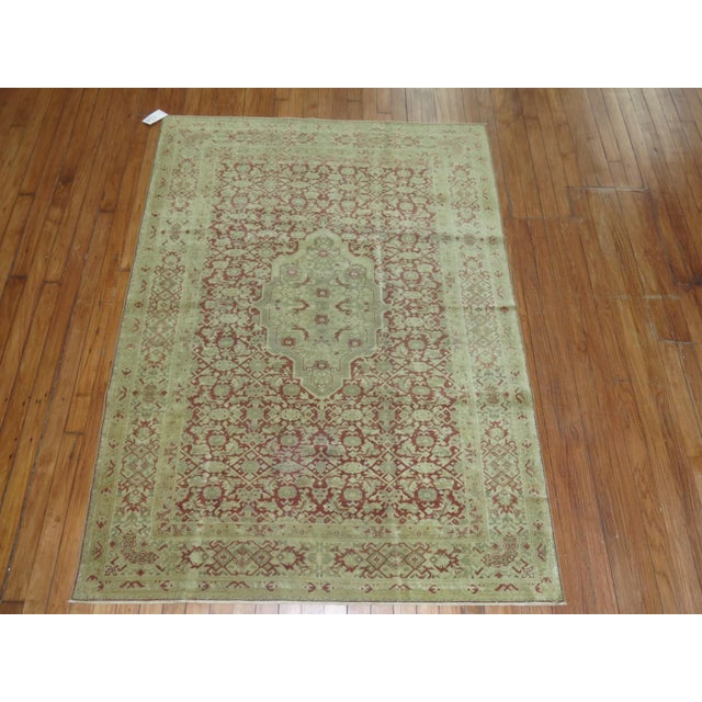 Early 20th Century Antique Crimson Red Turkish Sivas Rug - 4'2" x 5'8" For Sale - Image 5 of 7