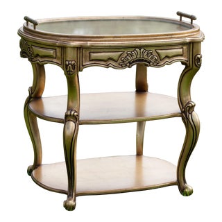 Italian Mid-Century Hollywood Regency Gold Rolling Bar Cart For Sale