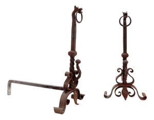 Italian Wrought Iron Dragon Andirons, 1920s, Set of 2