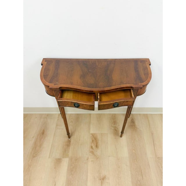 Antiqued Jaycee Furniture English Mahogany Wood Entry Table Sussex Handmade For Sale In Tampa - Image 6 of 9
