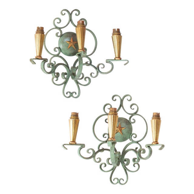 Art Deco Wall Lights attributed to André Arbus attributed to André Arbus, 1940s, Set of 2 For Sale
