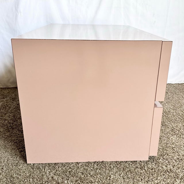 Mauve Postmodern Mauve Lacquer Laminate Low Commode/Chest of Drawers For Sale - Image 8 of 9
