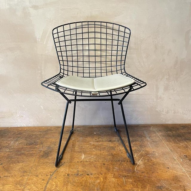 1950s Bertoia Side Chair in Black with Cushion by Harry Bertoia, 1950s For Sale - Image 5 of 5