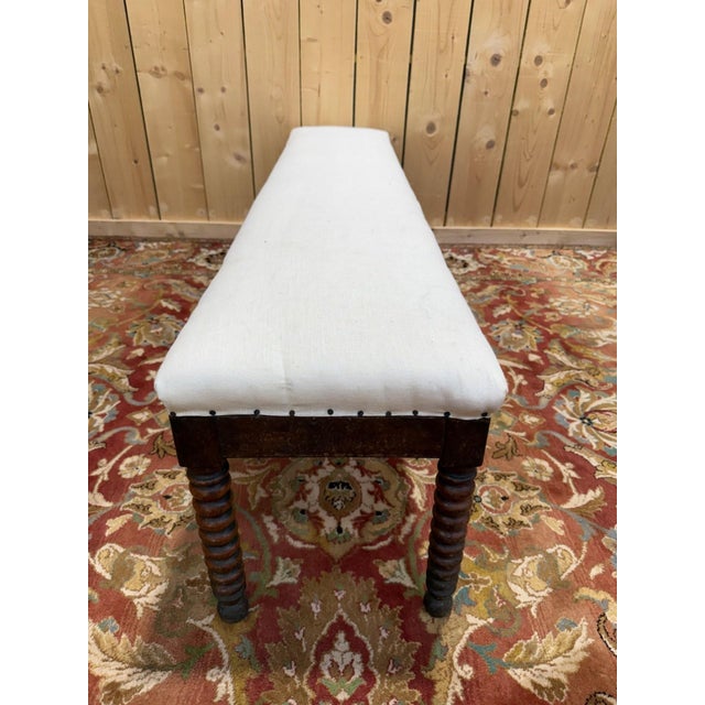 Long Office Bench with Turned Legs For Sale - Image 3 of 6