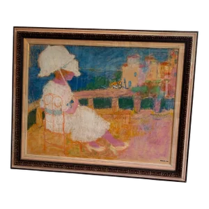 Circa 1980 Young Girl With a Parasol, Pastel by Galerie Bert