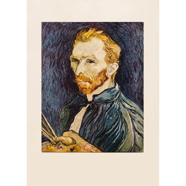 A stunning excellent vintage First Edition full-color print of Post-Impressionist Self-Portrait by Vincent Van Gogh. Comes...