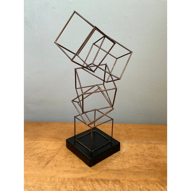 Vintage Geometric Metal Cube Sculpture For Sale - Image 9 of 12