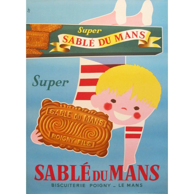 1940s Original Oversize French Sable Du Mans Cookie Poster For Sale - Image 4 of 4